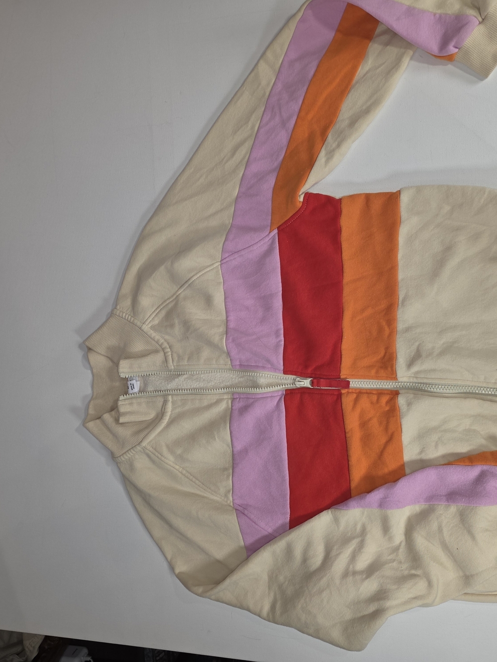 LEGO Full Zip Jacket - Beige with Pink, Red & Orange Stripes S/MED - Picture 5 of 14